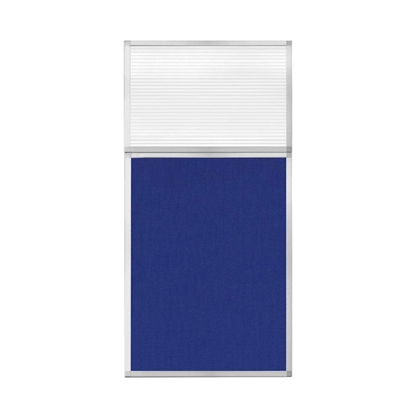 Versare Hush Panel Configurable Cubicle Partition 3' x 6' W/ Window Royal Blue Fabric Clear Fluted Window 1852305-1 - main